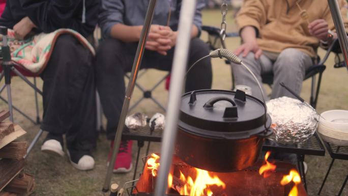 一家人围坐在营地的烧烤架旁-第2部分，共2部分