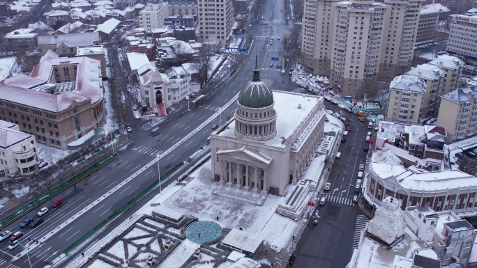 天津小白楼雪景