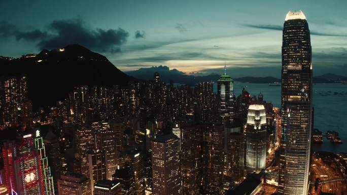 日落时的香港景色CBD