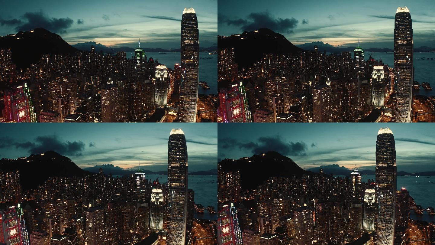 日落时的香港景色CBD
