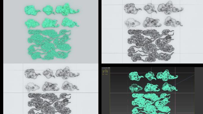 中式玉石云纹max模型