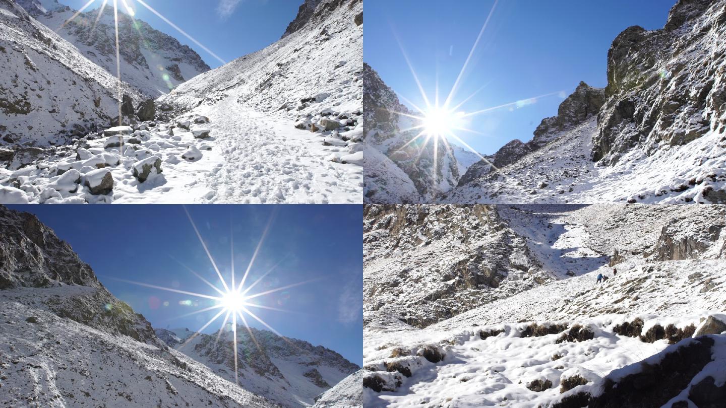 雪山 户外 徒步登山 雪山航拍 雪山雪景