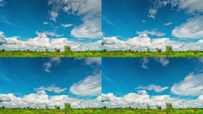 农田和风暴云移动时间流逝。