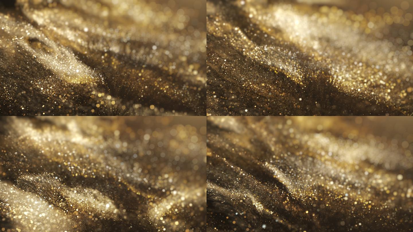 粒子流-无缝循环抽象背景-金色、奢华、波基