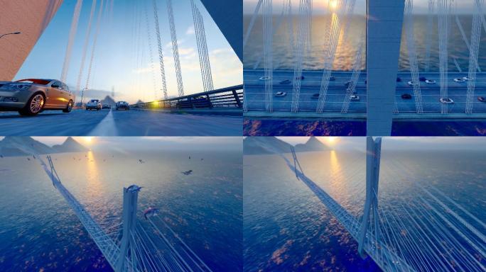 4K 跨海大桥车流穿梭航拍宣传片