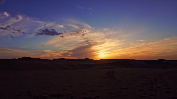沙漠日落晚霞延时风光