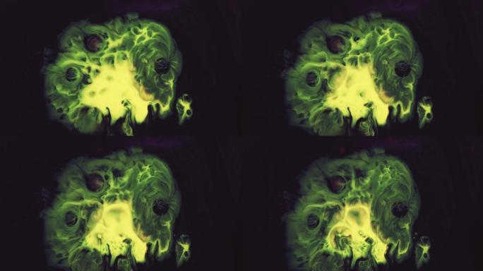 抽象绿色流体运动特效动画vj合成元素光效