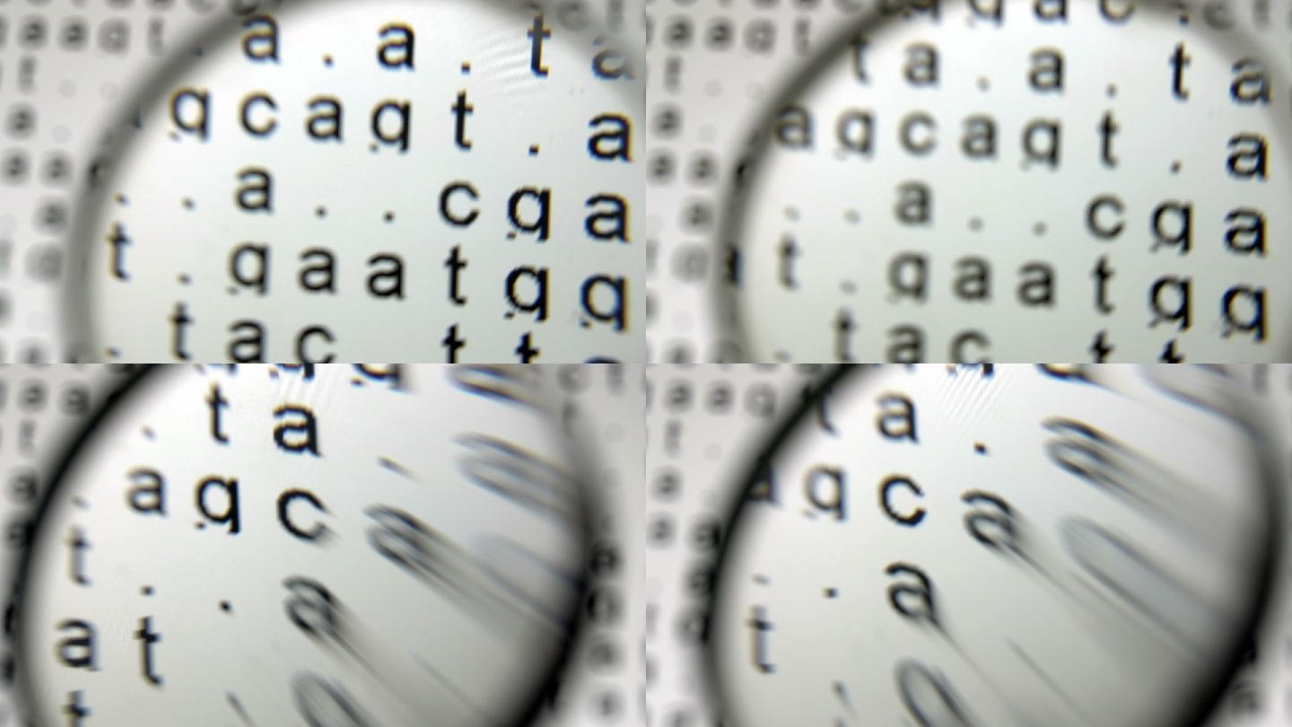 放大镜下背景中的DNA序列