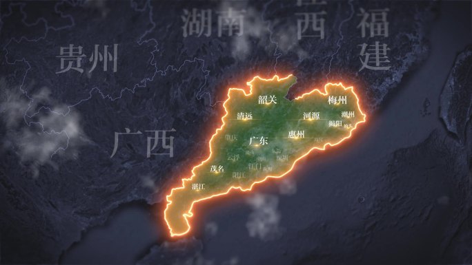 广东省复古历史地图AE模板