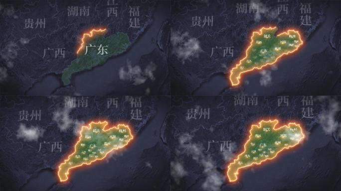 广东省复古历史地图AE模板