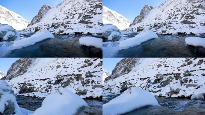 冰雪融化 波光粼粼 户外风光 雪山河流