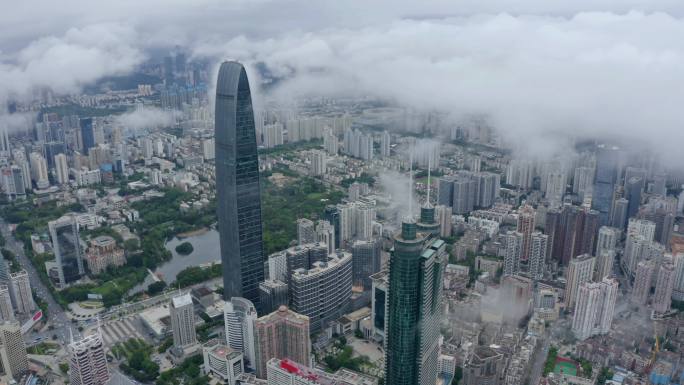 雨后京基100地王大厦航拍