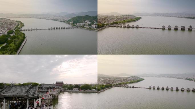 潮州地标广济桥航拍4K