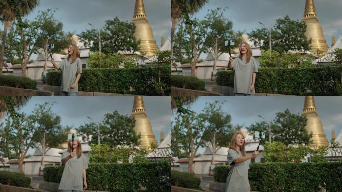 泰国曼谷年轻女性旅游博主