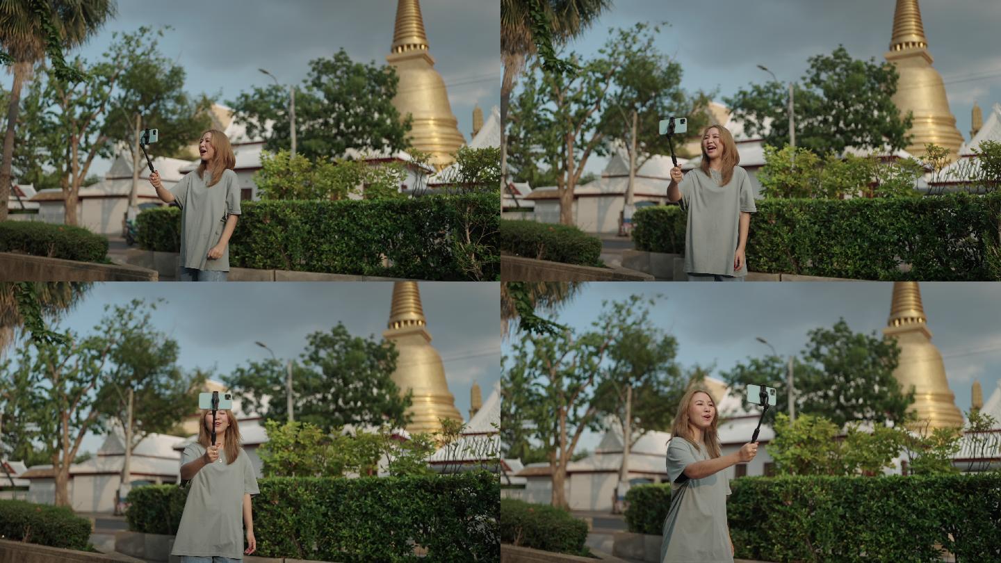 泰国曼谷年轻女性旅游博主
