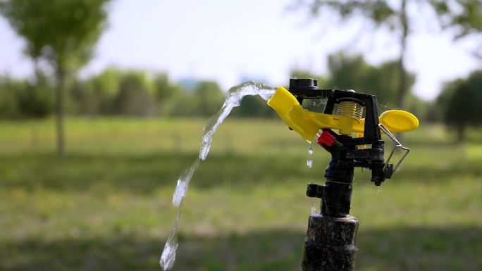 4K升格公园流水的自动灌溉机