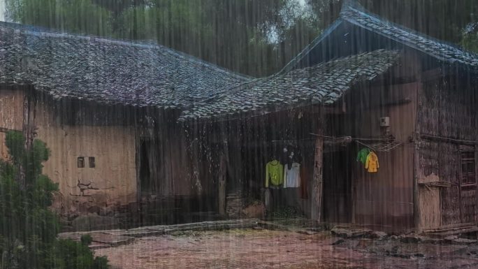 农村下雨视频