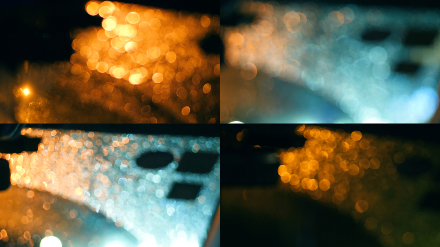 夜晚下雨车窗雨滴光晕唯美光斑4k视频素材