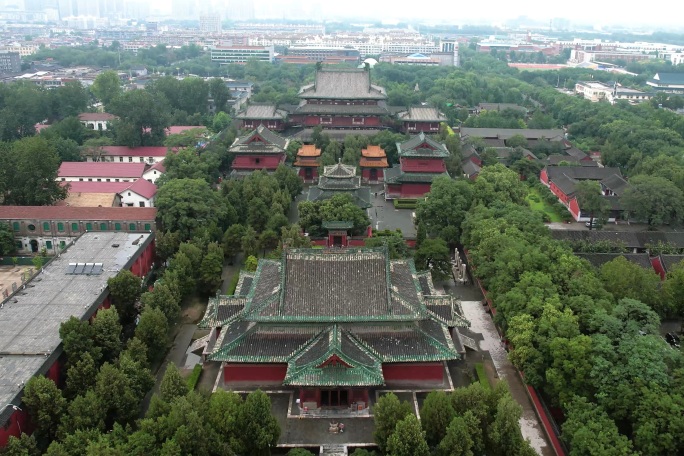 正定古城墙隆兴寺古塔宝塔夜景航拍