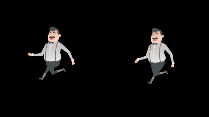 卡通人物奔跑走路疾走动作