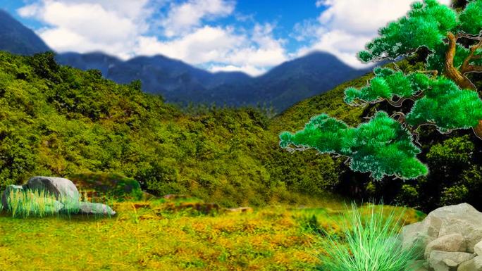 武松打虎野外山林草地背景-白天