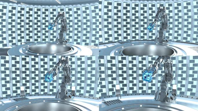 科幻感机械手臂与芯片动画 3D渲染