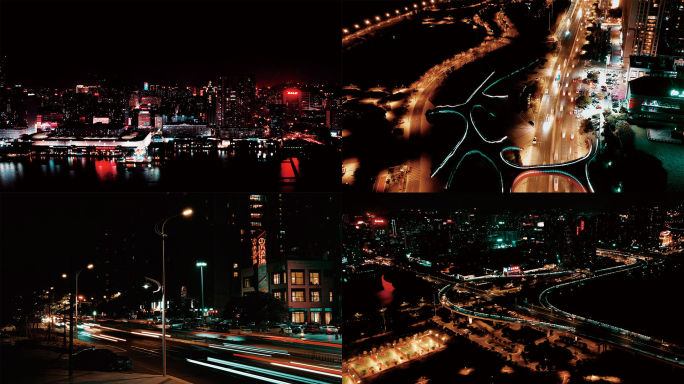 泉州市夜景延时摄影航拍晋江大桥