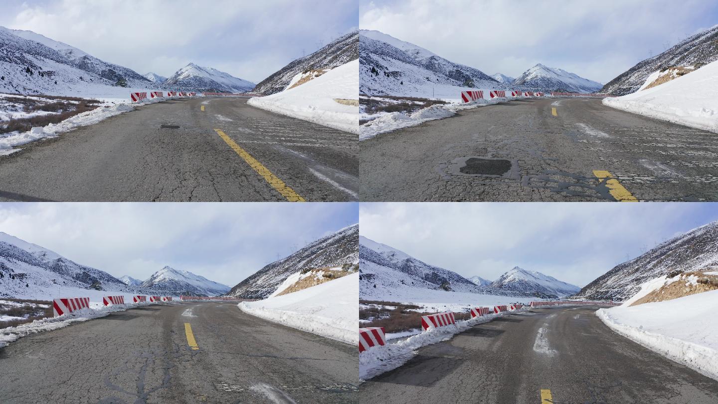 西藏冬季雪景公路