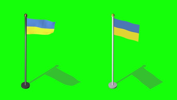 乌克兰等轴测国旗三维旗帜乌克兰国旗