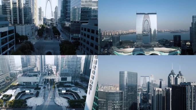 东方之门 苏州 地标 航拍