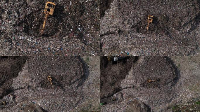 垃圾填埋场上的垃圾车倾倒垃圾、污染连接、垃圾、社会问题、回收连接、塑料、填埋、脏污、工业、不卫生连接