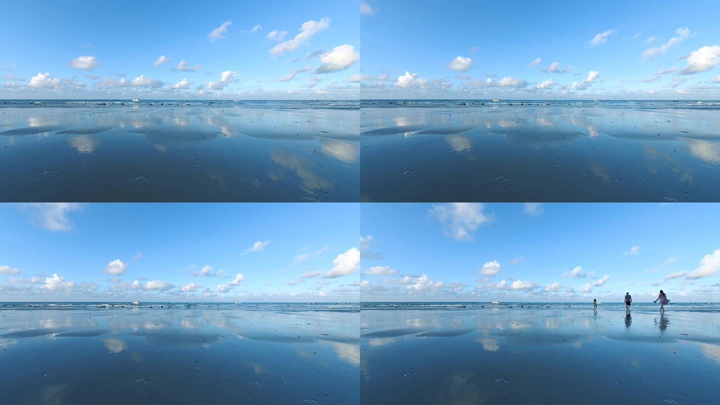 唯美蓝天海滩天空之镜4K