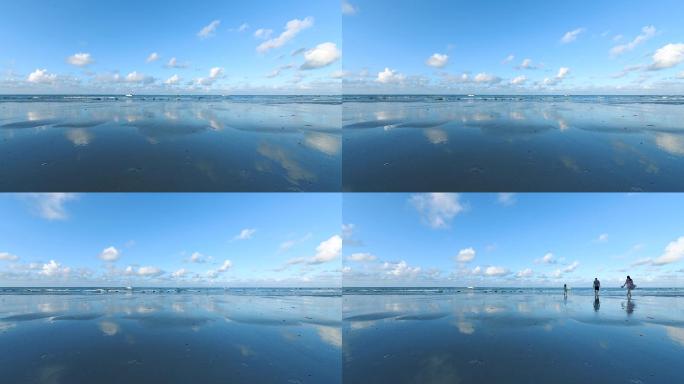 唯美蓝天海滩天空之镜4K