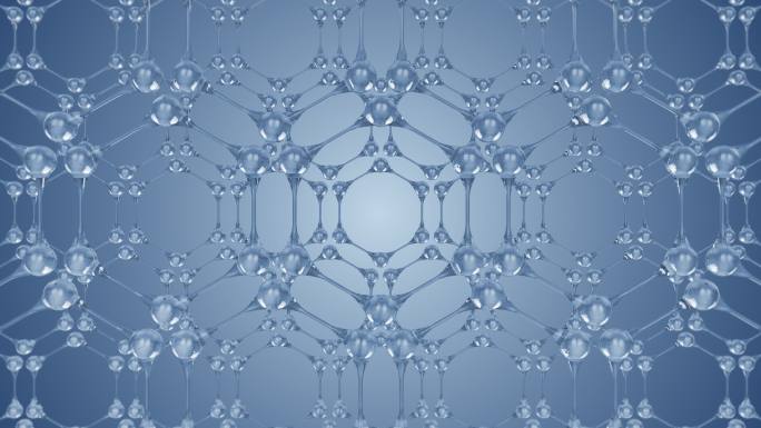 4K 蓝色分子结构矩阵动画 01