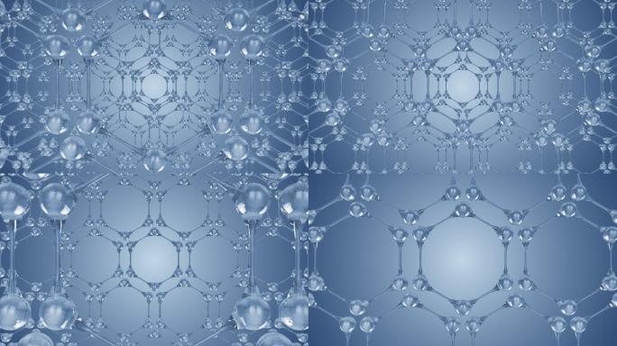 4K 蓝色分子结构矩阵动画 01