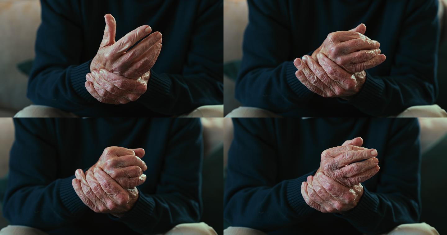 一名老年男子双手不适的4k视频片段
