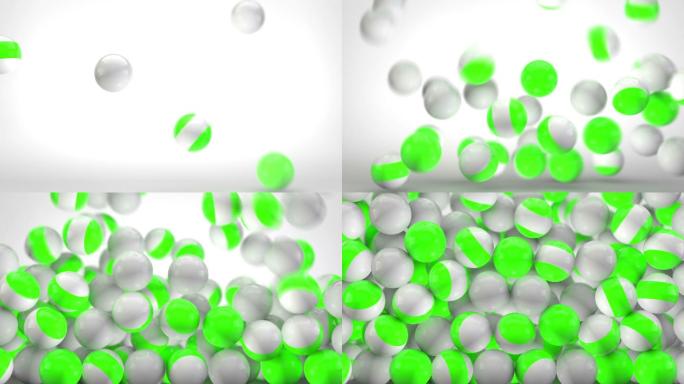 趣味光泽球动画-绿色和白色（全高清）