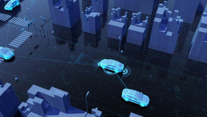 三维科技智慧城市智能汽车无人驾驶视频素材