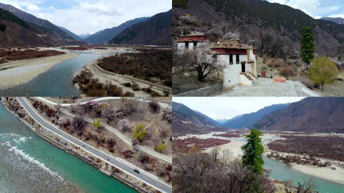 西藏林芝河流小溪风景高山流水
