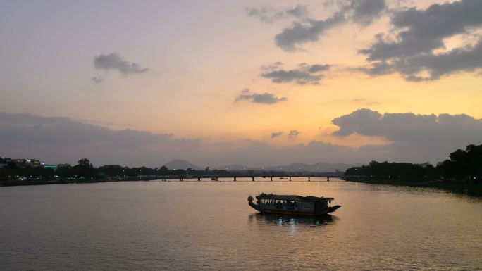 越南香水河日落的时间推移