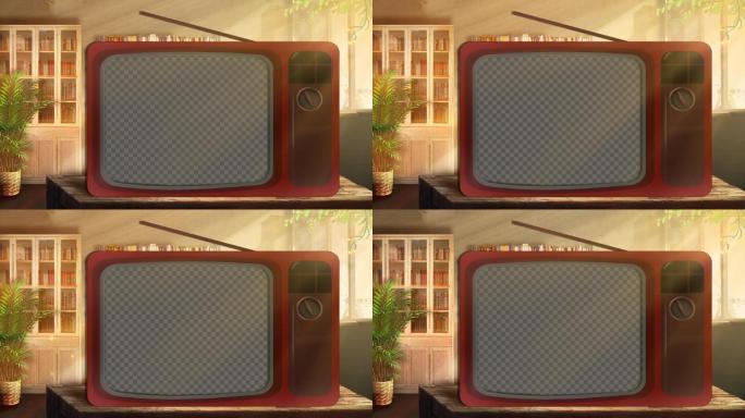 手绘老旧电视机框-带通道