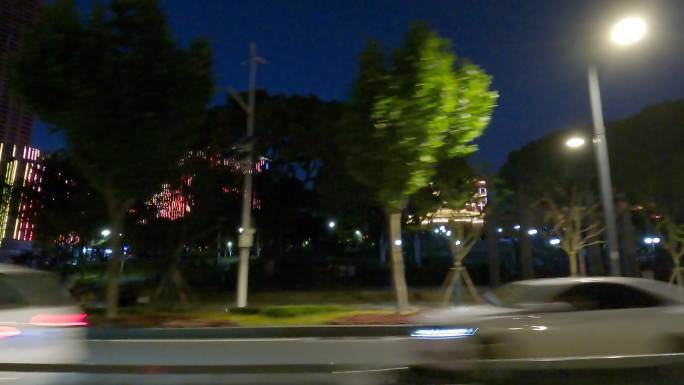 GH040074夜晚汉口江滩车左空镜