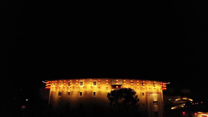 福建土楼云水谣夜景航拍