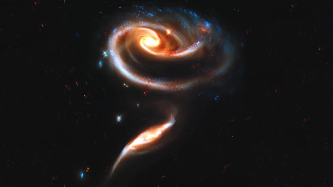 4K Cinemagraph，一朵星系玫瑰：这两个星系被称为Arp 273，由于相互的引力作用，它们