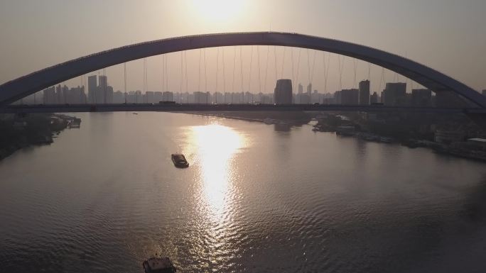 上海卢浦大桥黄浦江夕阳