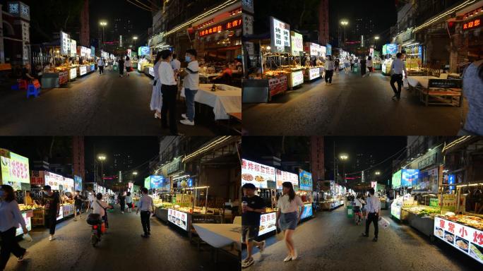 南宁夜生活中山路美食街夜宵摊街景历史视频