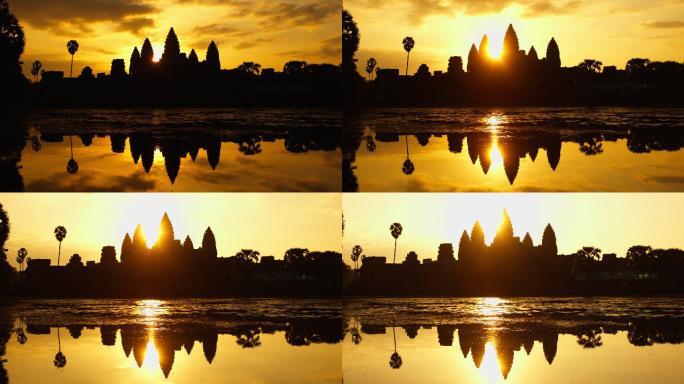 Timelapse中柬埔寨吴哥窟的日出