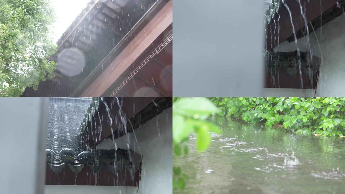 下雨 江南 屋檐雨滴水滴素材A021