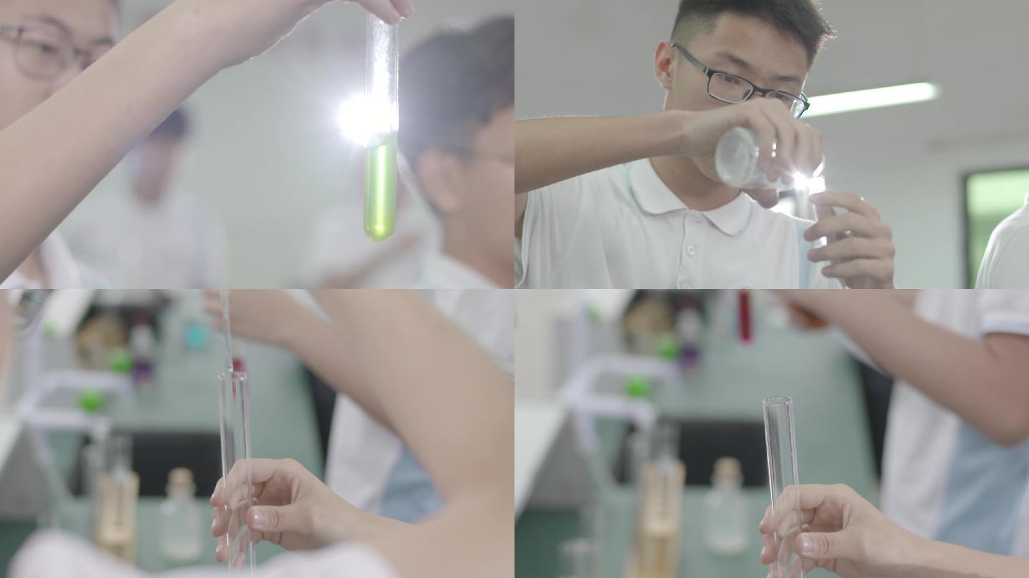 学生实验室做试管实验试剂液体烧杯试管化学