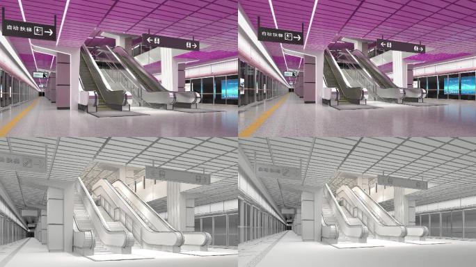 现代地铁站月台站台MAX模型